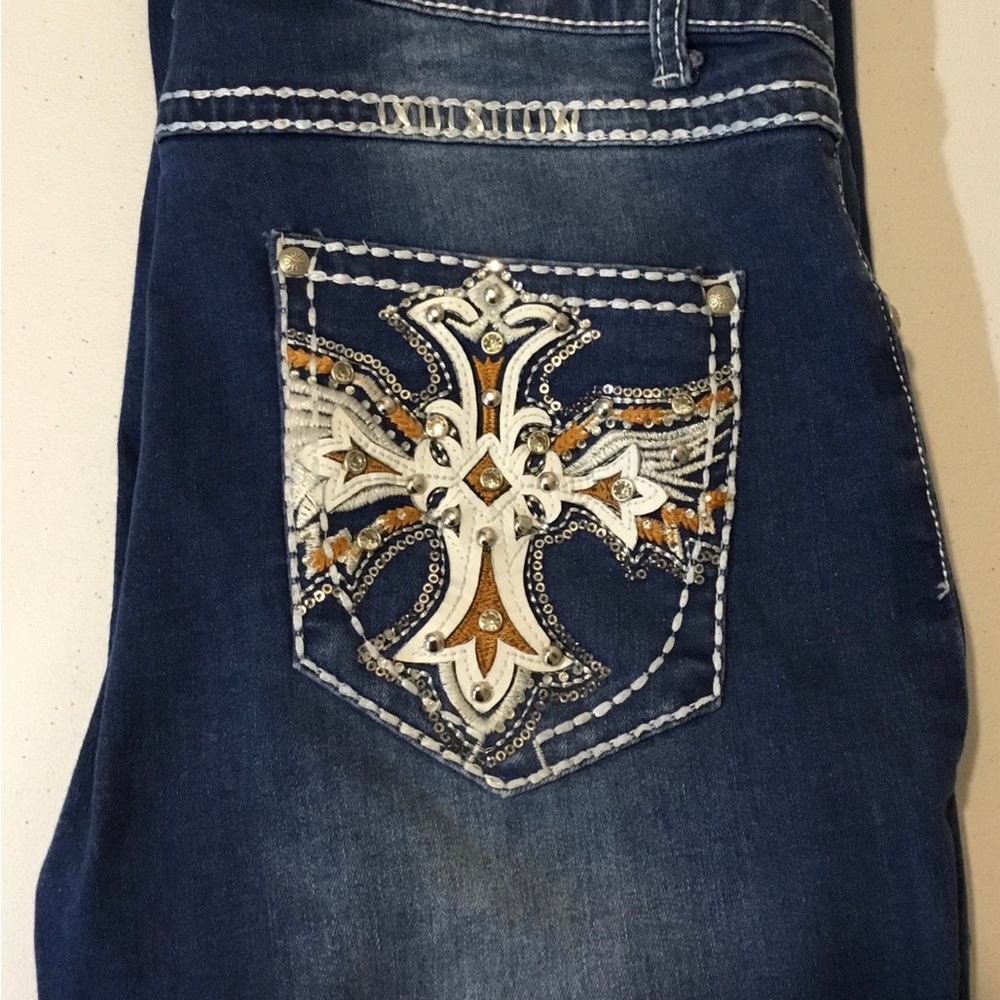 Embellished Dark Blue Women’s Jeans  H & Y Fashion